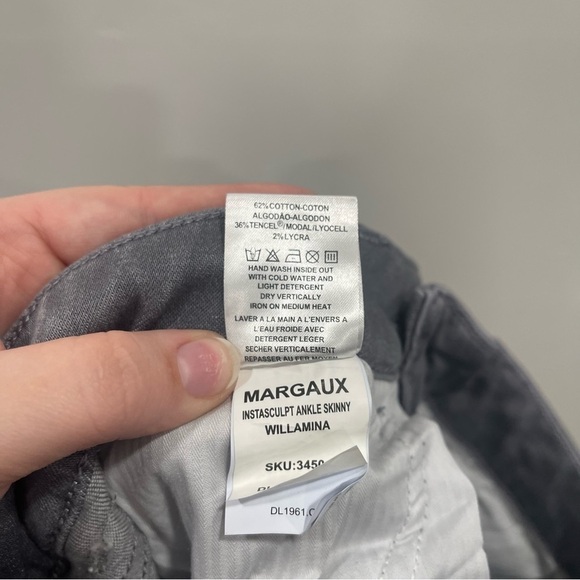 DL1961 Margaux Instasculpt Ankle Skinny Jeans in Willamina Raw Hem Size 24 Grey - Picture 15 of 16